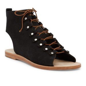 NIB Mercer Edit EZgoing Gladiator Black Leather Lace Up Sandals 6